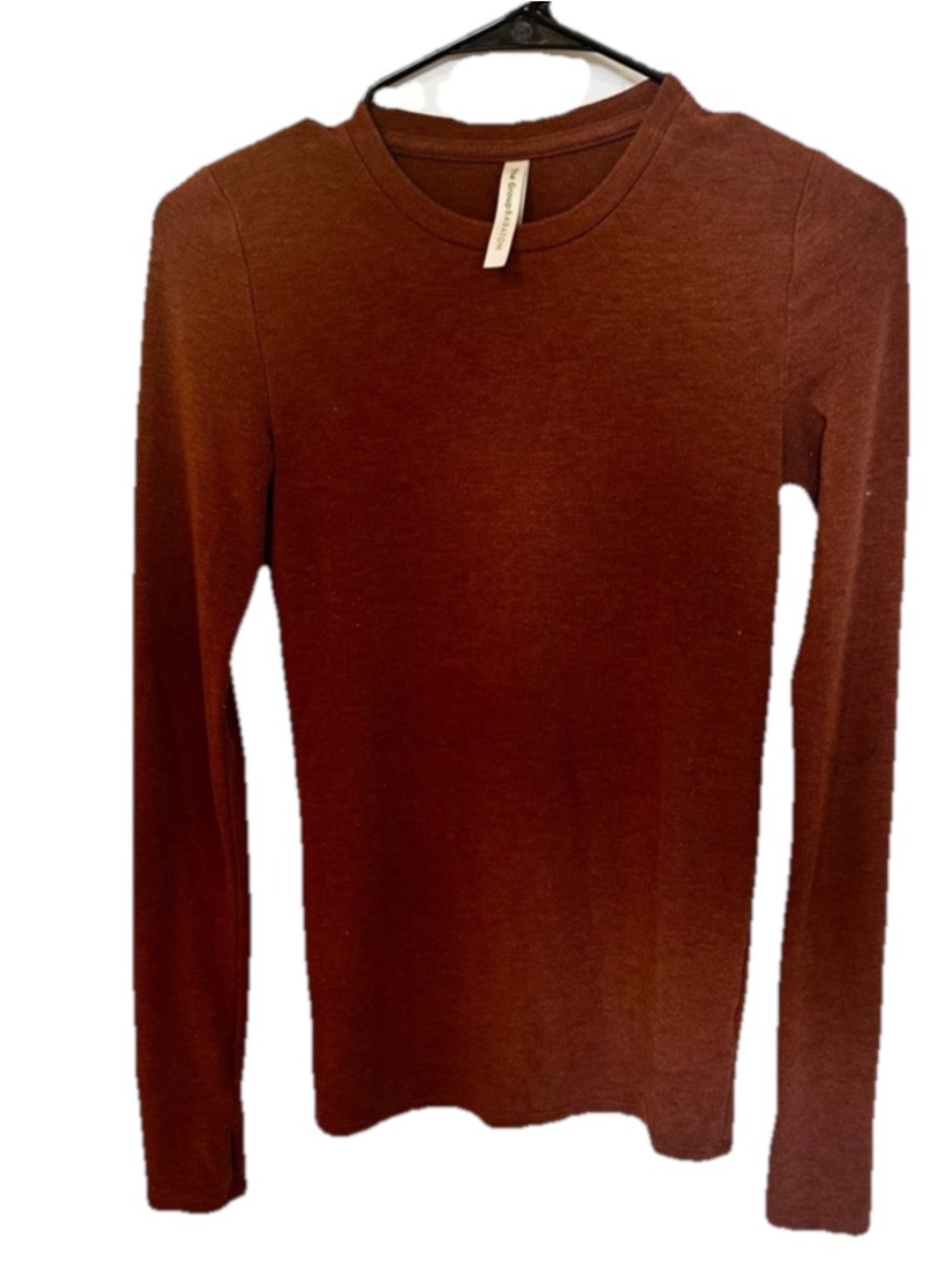 Aritzia Long Sleeve Crewneck Top in Deep Brown